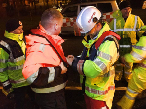 Irish Red Cross and Civil Defence teams working together